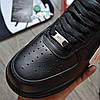 Чоловічі кросівки Nike Air Force 1 Low Black Чорні Взуття Найк Аїр Форс 1 Лов повсякденні шкіра демісезон, фото 3