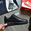 Чоловічі кросівки Nike Air Force 1 Low Black Чорні Взуття Найк Аїр Форс 1 Лов повсякденні шкіра демісезон, фото 2