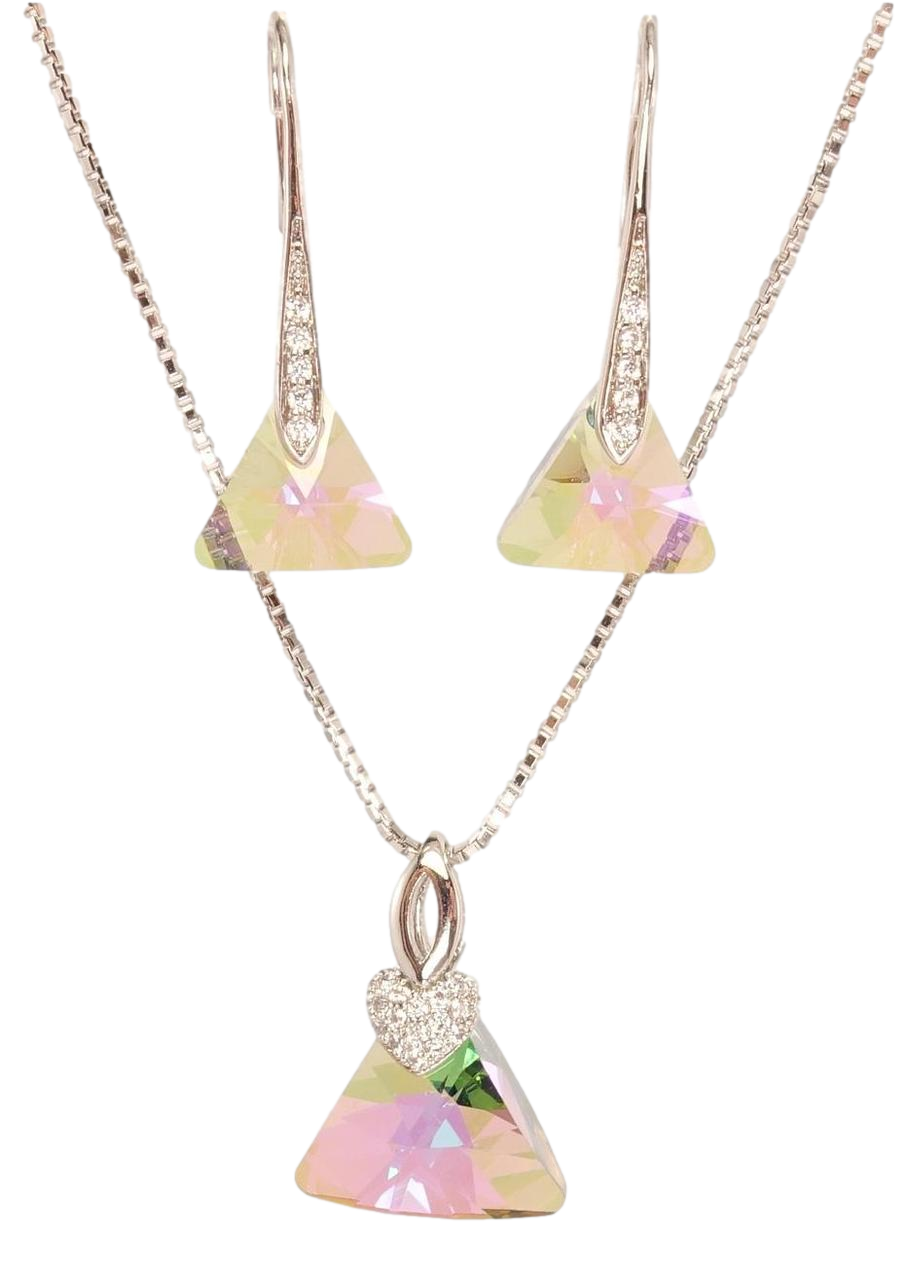 Набір Xuping колір Родій з кр-ми Swarovski Сережки Кулон на ланцюжку "Кристал Vitrail Light» дл. 40-45см х 1см