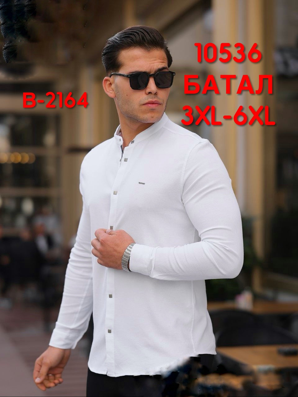 Батальна сорочка Sarino з довгим рукавом (стійка, структура) мод.2164В