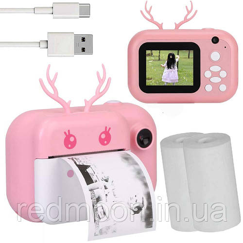 Детский фотоаппарат с мгновенной печатью 12Мп, 2 рулона термобумаги ...