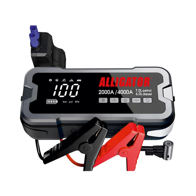 Портативний пусковий пристрій з компресором Alligator Jump Starter 2000 A/4000 A, 24000 mAh (JS850)