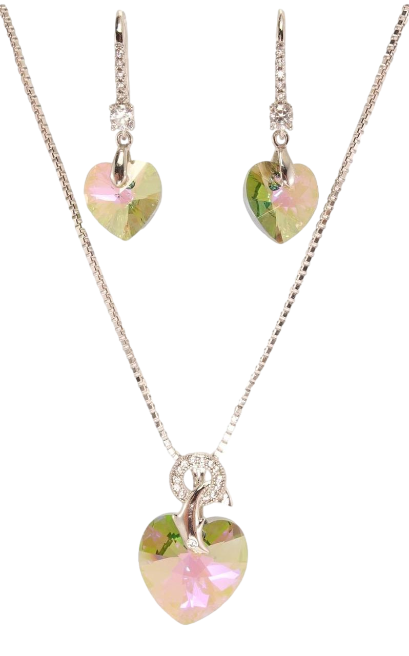 Набір Xuping колір Родій з кр-ми Swarovski Сережки Кулон на ланцюжку «Кристал Vitrail Light» довжина 40-45см х 1мм