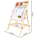 Дерев'яна дошка мольберт з магнітним двостороннім Kruzzel 32 x 41 x 67 см (22472), фото 2