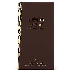 Презервативи LELO HEX Condoms Respect XL 12 Pack, тонкі та суперміцні, збільшений розмір