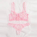 Жіночий комплект білизни рожевого кольору ліф з кісточками та трусики, фото 2