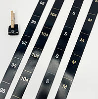 Бирки з розміром сатин чорний 15*40мм 100шт комплект