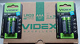 Батарейка мізинчикова лужна Videx LR03 стандартний розмір AAA упаковка комплект 2 шт у блістері Alkaline надійне джерело живлення, фото 9
