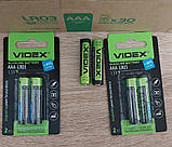 Батарейка мізинчикова лужна Videx LR03 стандартний розмір AAA упаковка комплект 2 шт у блістері Alkaline надійне джерело живлення, фото 8