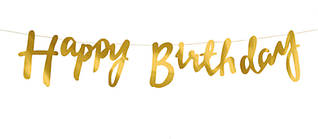 Гірлянда паперова "Happy Birthday" золото