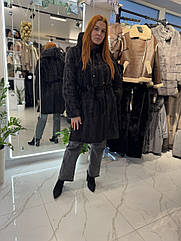 Шуба з натурального хутра нутрії, чорна.