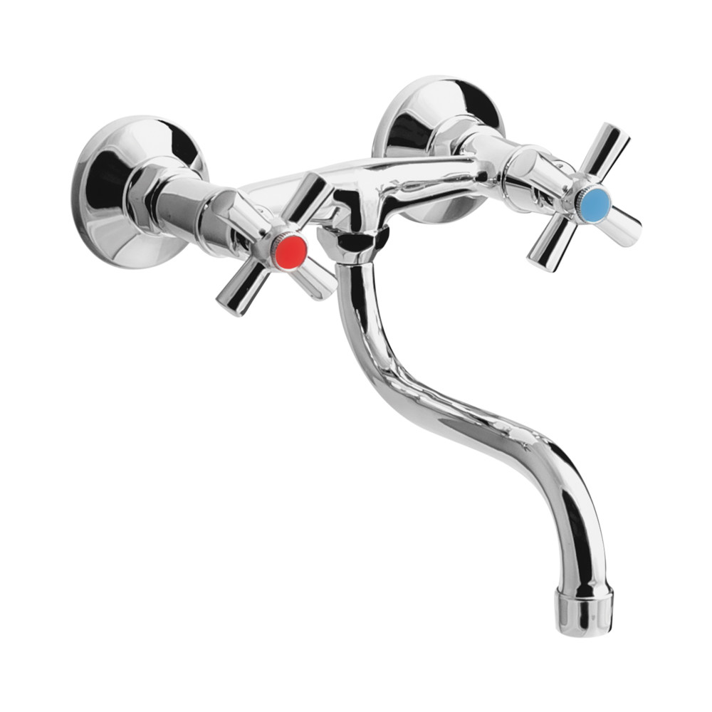 Хромований настінний змішувач для кухні двовентильний WAL PRO8-A422