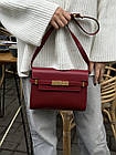Неймовірна жіноча сумка шкіряна через плече YSL Manhattan середнього розміру бордова на подарунок, фото 2