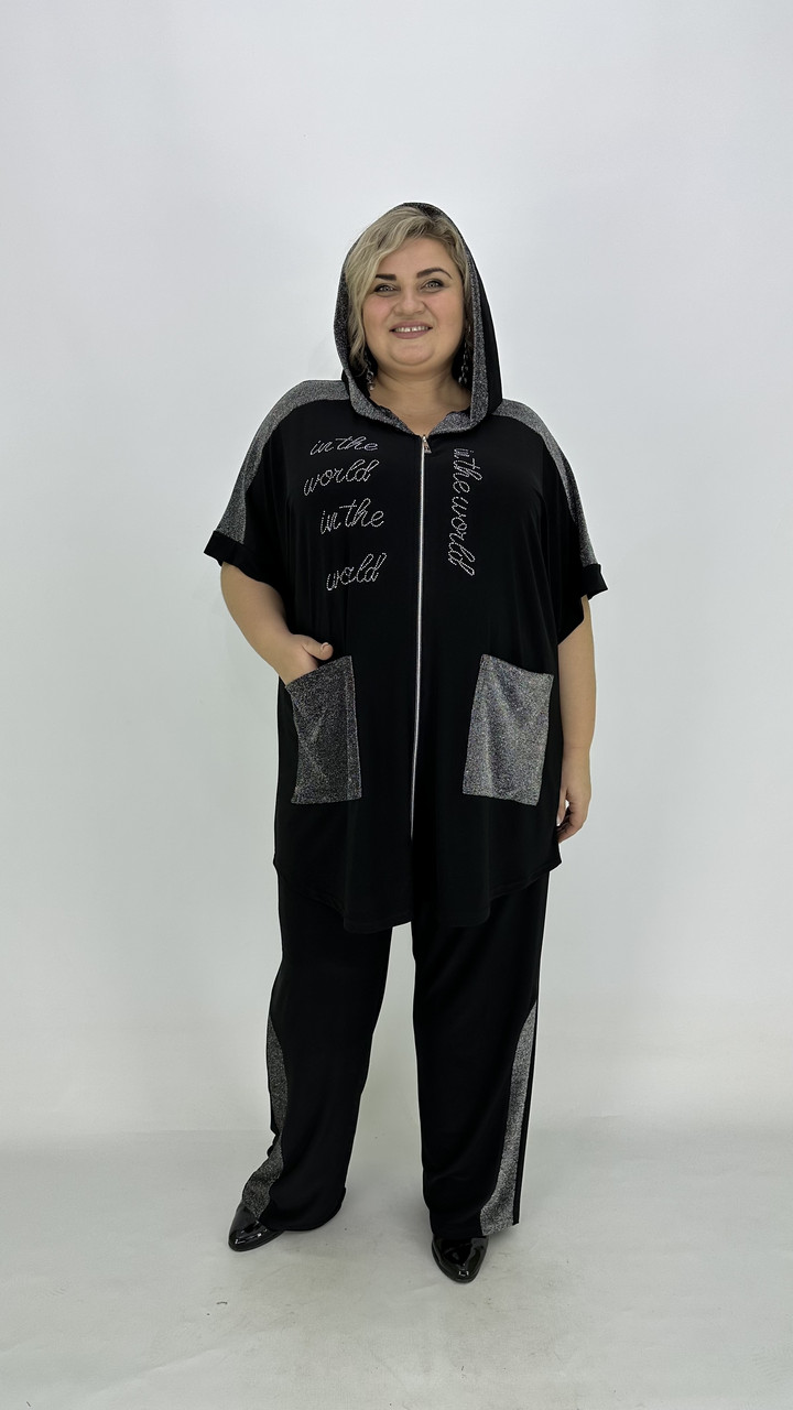 Ошатний якісний трикотажний костюм (кофта + штани) "Галатея" вільного крою 62-64 66-68 70-72 74-76