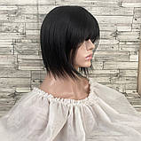 Накладка зі штучного волосся чорна з проділом пряма 25см, фото 2