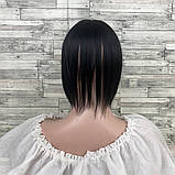Накладка зі штучного волосся чорна з проділом пряма 25см, фото 4