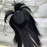 Накладка зі штучного волосся чорна з проділом пряма 25см, фото 5