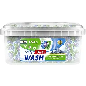Капсули для прання Pro Wash 130 шт, універсальні, "Альпійська свіжість"