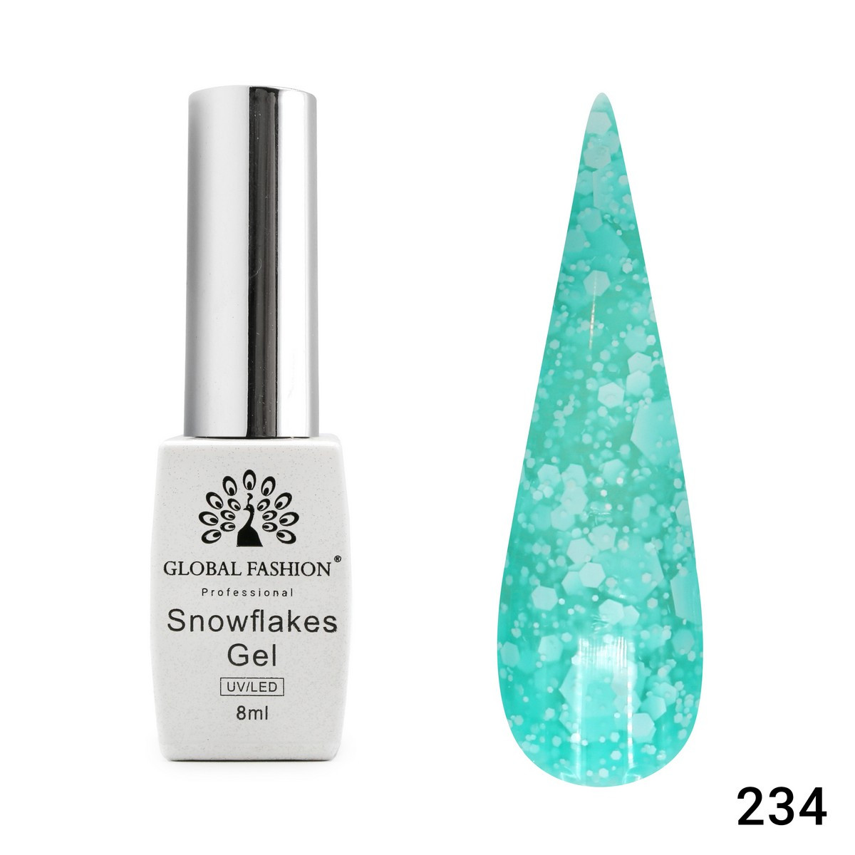 Гель-лак Global Fashion Snowflakes 234, 8 мл