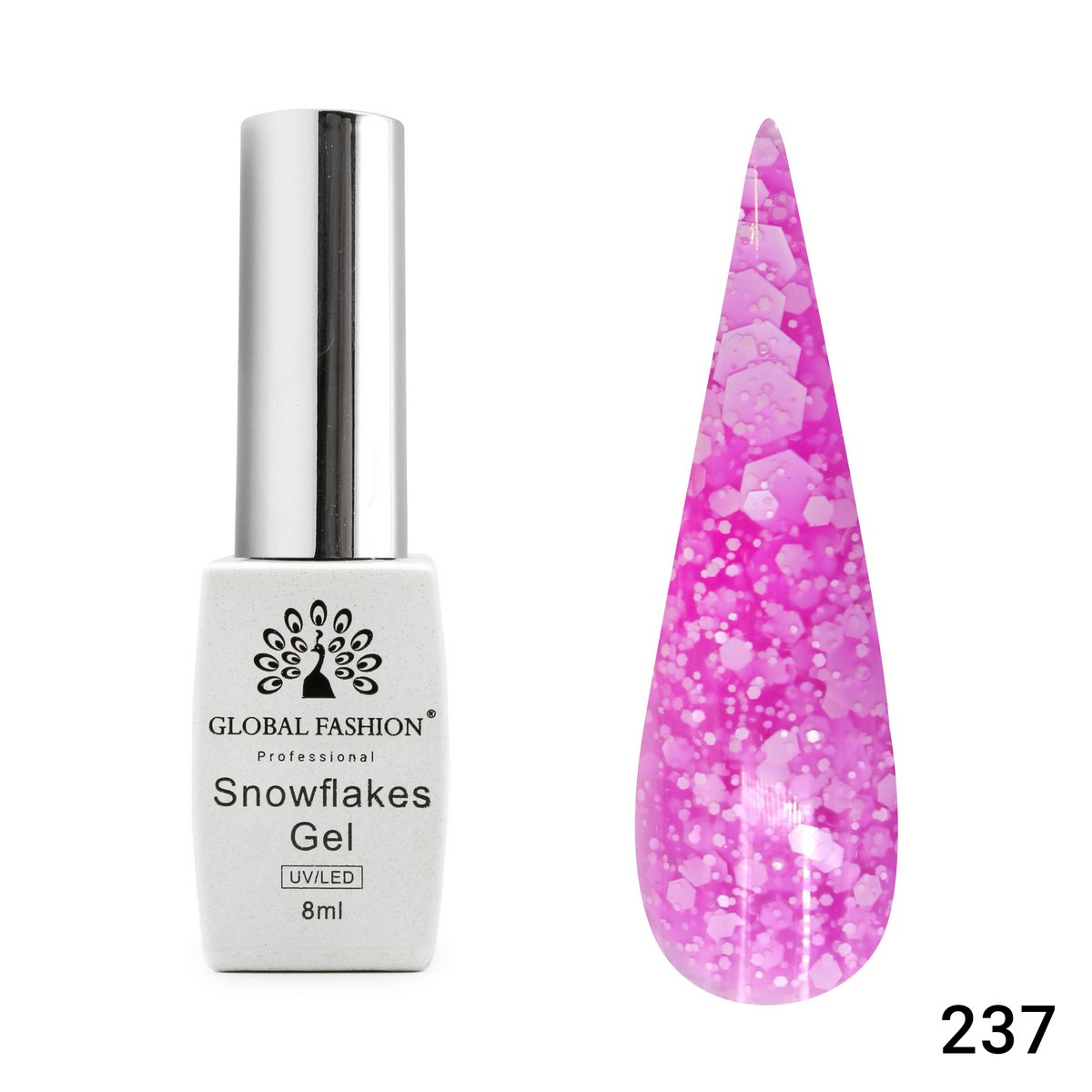 Гель-лак Global Fashion Snowflakes 237, 8 мл