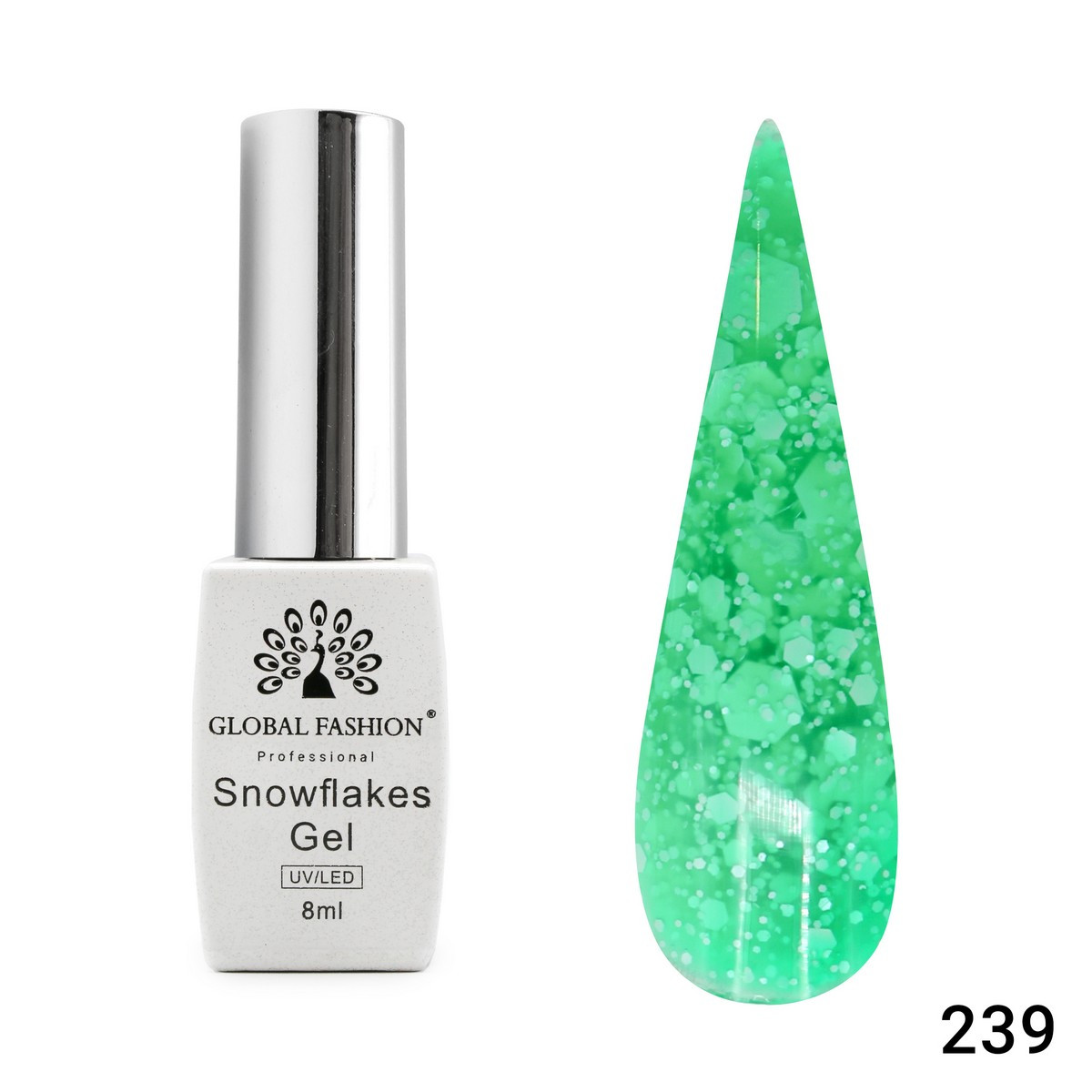 Гель-лак Global Fashion Snowflakes 239, 8 мл