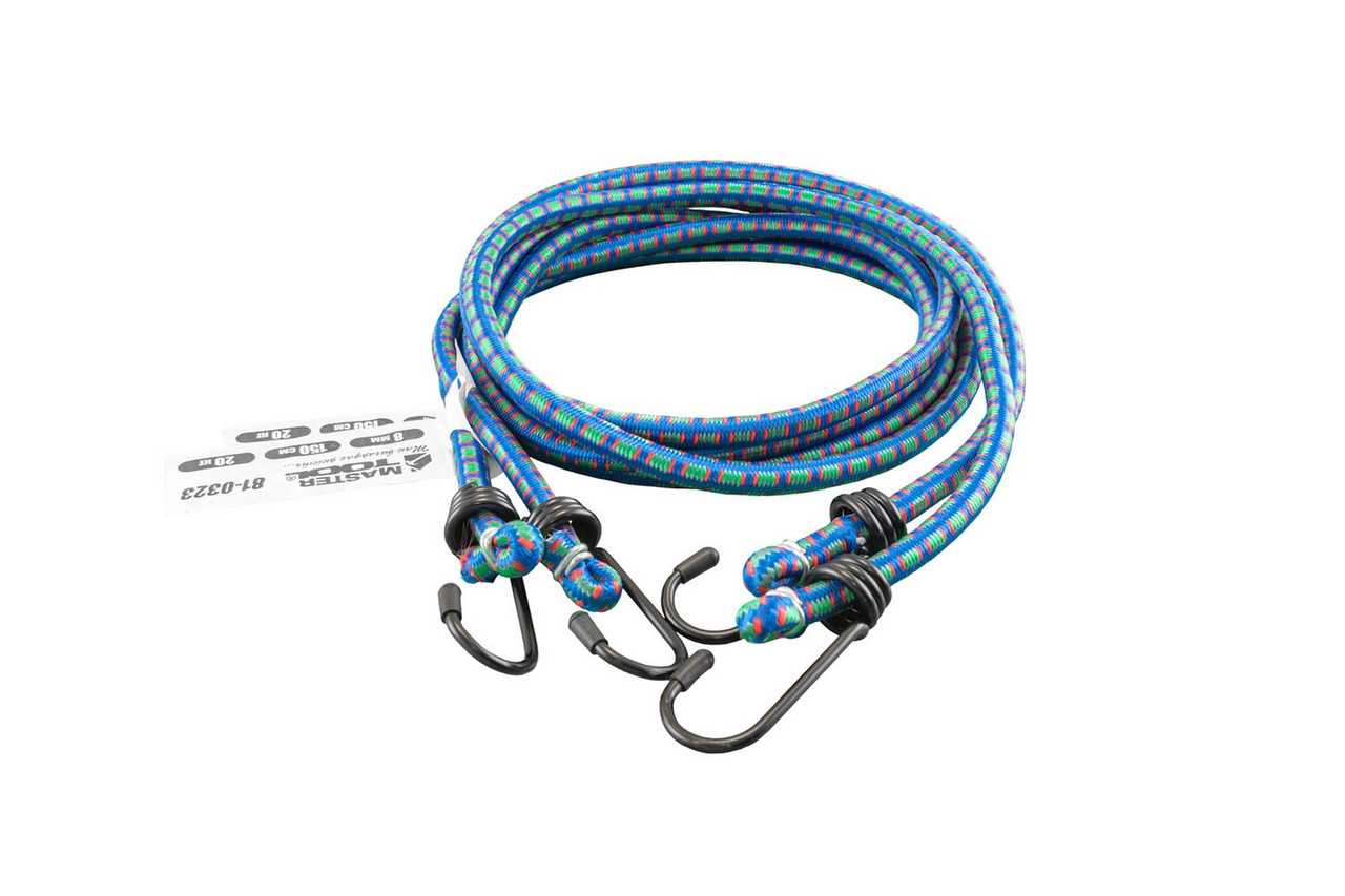 Стяжка вантажу MASTERTOOL гумова Ø 8 мм 150 см набір 2 шт 81-0323, фото 1