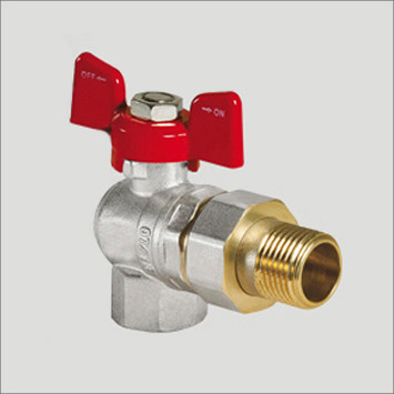 Кран кульовий з американкою 1/2" кутовий (Red) Чехія, фото 1