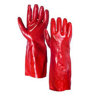 Перчатки маслостойкие МБС (красные, х/б с полным ПВХ покрытием, 35 см)