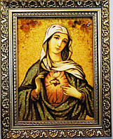 Ікона з бурштину Пресвятої Богородиці Діви Марії католицька і-15 Гранд Презент 15*20