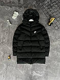 Чоловіча тепла подовжена куртка Nike M1769 чорна, фото 8