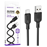 Кабель USB-Micro Borofone BX113 (2,4А/1м/силікон) чорний