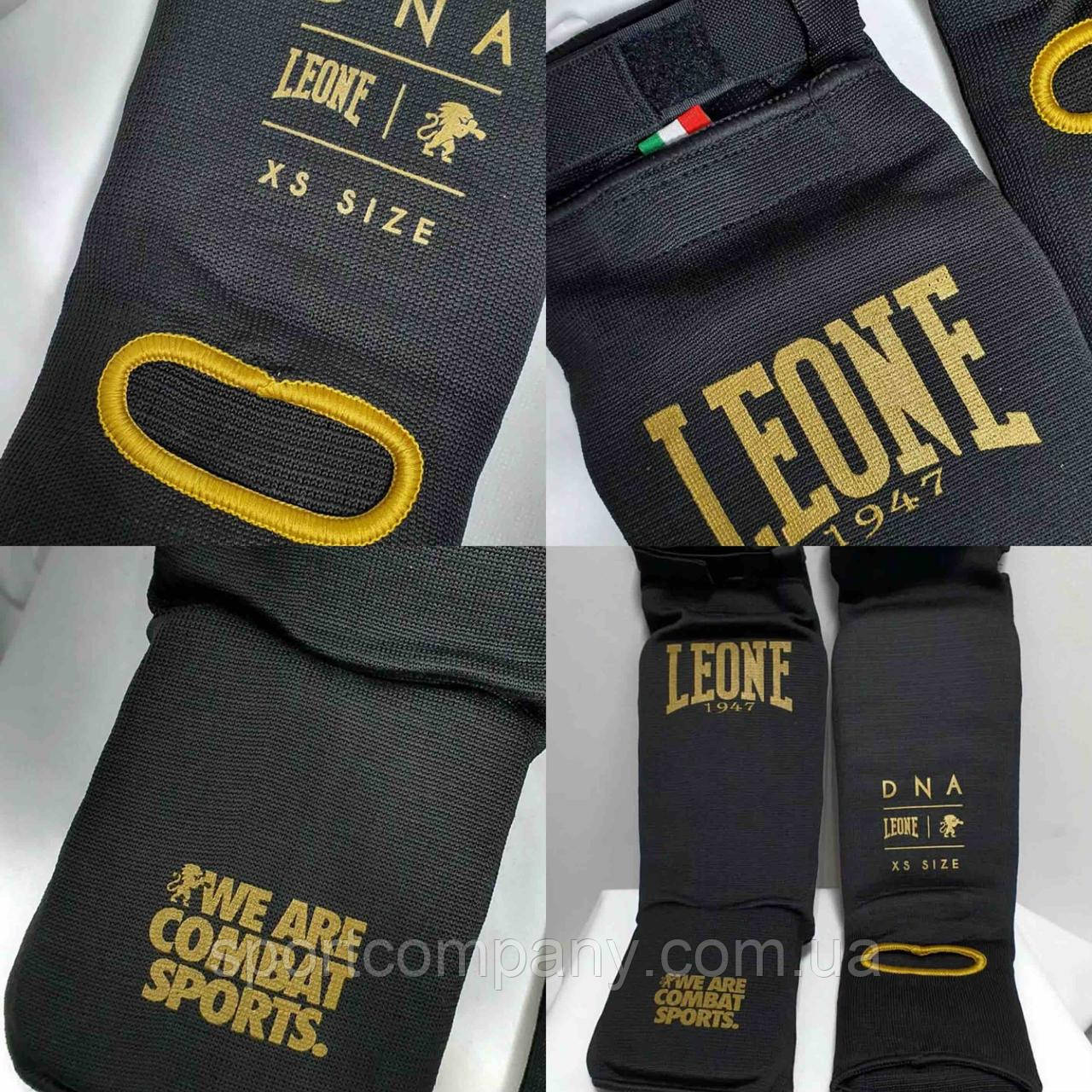 Чулочний захист гомілки та стопи Leone DNA Black S панчішного типу щитки фути для ніг єдиноборств тканинні