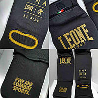 Чулочний захист гомілки та стопи Leone DNA Black S панчішного типу щитки фути для ніг єдиноборств тканинні