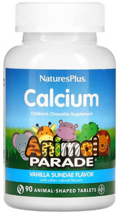 Кальцій для дітей Natures Plus Animal Parade Calcium 90 tabs Ваніль, фото 1