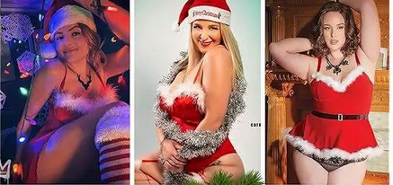 Сексуальний жіночий костюм Снігурочки батал (Розміри s, m, l, xl, xxl), червоний