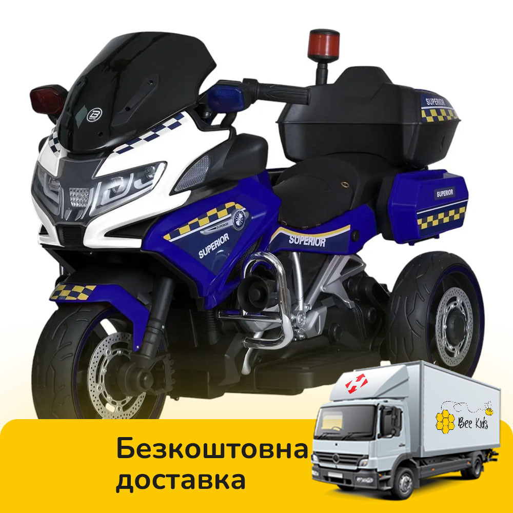 Електромотоцикл дитячий Bambi (2 мотори 35W, акумулятор 12V12Ah, світло, MP3, USB, TF) M 6012EL-1 Синій, фото 1