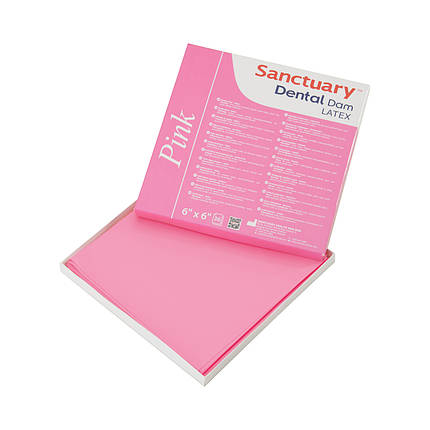Кофердам рожевий (Pink Dental Dam), латексний з ароматом м'яти, середній (medium), (152мм x152мм) 36шт, фото 2