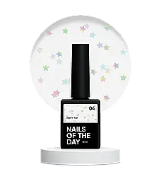 NAILSOFTHEDAY Party top 04 — фінішне покриття для нігтів з голографічними зірочками, без липкого шару, 10 мл