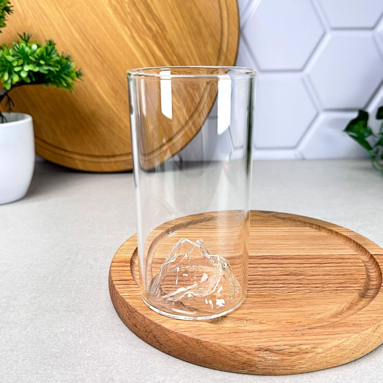 Висока склянка у Японському стилі з горами на дні 300 мл