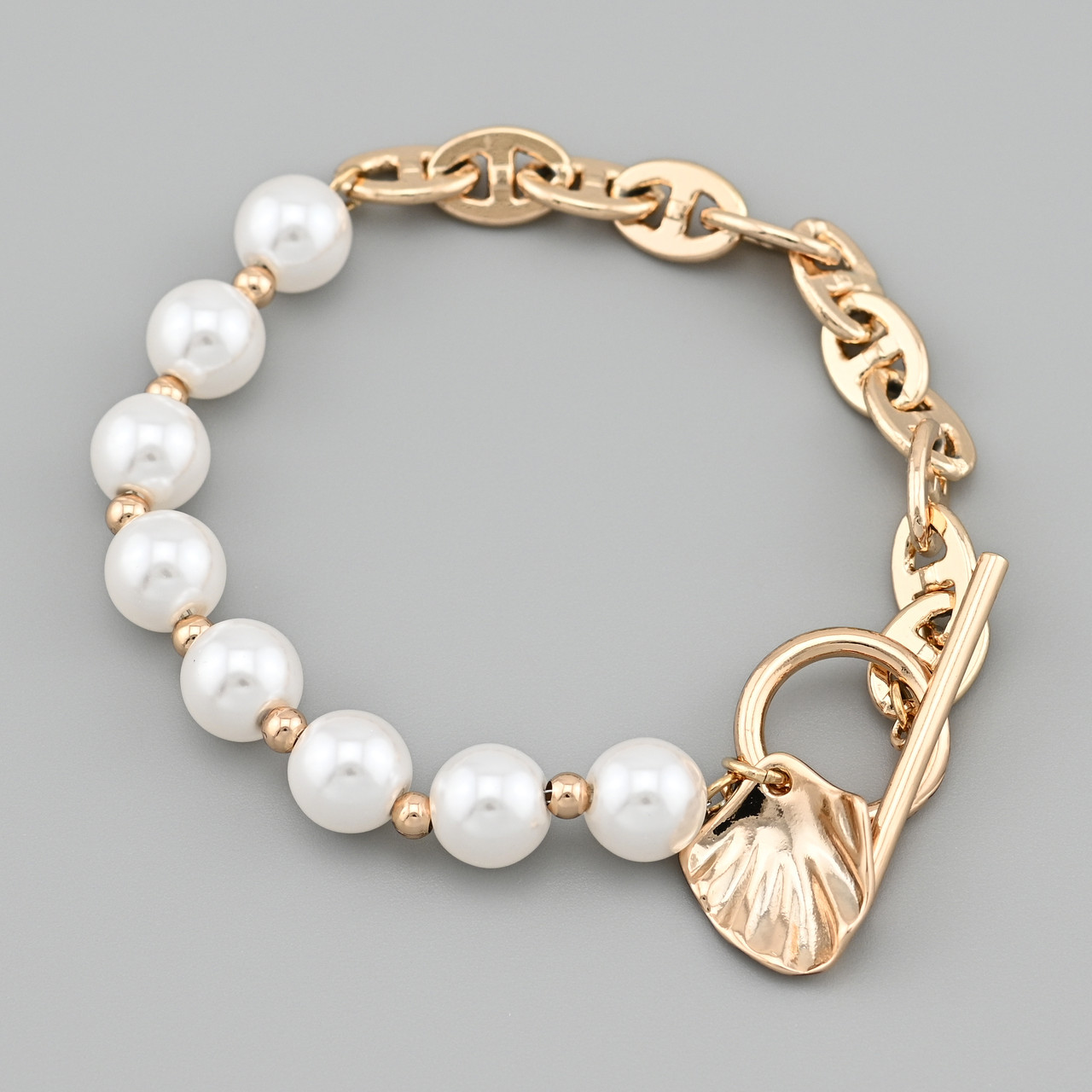 Браслет Буря морів 48047 ширина 8 мм штучні перли позолота 18К довжина 17, фото 1