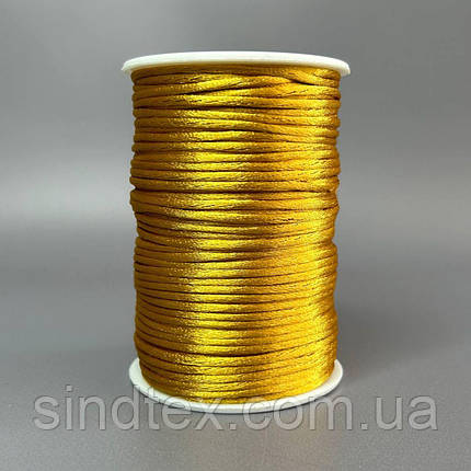 #21 Шнур корсетний (сатиновий) 2мм, 100 ярдів, золотистий, фото 4