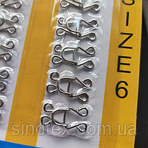#6 гачки, застібки для одягу Sindtex сірі 24шт, фото 4