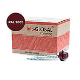 Саморіз (шуруп) покрівельний INFO-GLOBAL по дереву з гумовою шайбою EPDM 4,80х60 мм, RAL 3005, фото 3