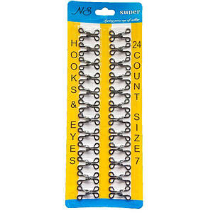 #7 гачки, застібки для одягу Sindtex чорні 24шт