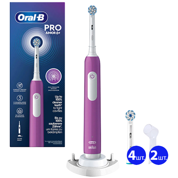 Електрична зубна щітка Oral-B D305.513.3X Junior 6+ Pro Purple (5 нас.)