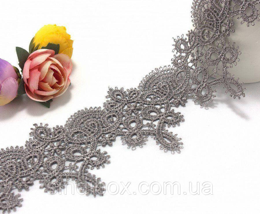 (1 метр) Мереживо макраме 6 см "Феліція" колір - сірий, фото 1