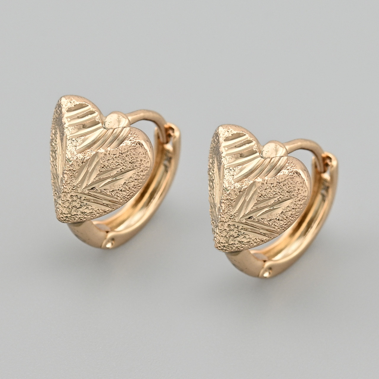 Сережки Серце 48661 розмір 13х12 мм вага 2.9 г позолота 18К, фото 1
