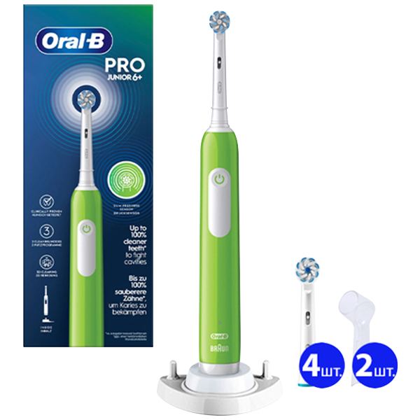 Електрична зубна щітка Oral-B D305.513.3X Junior 6+ Pro Green (5 нас.)