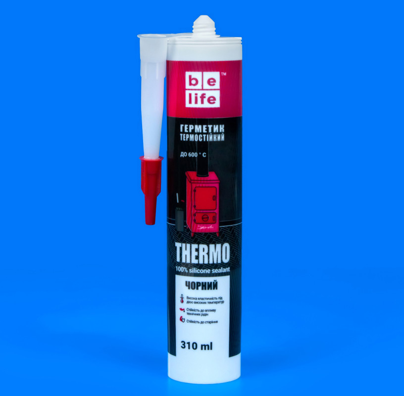 Термостійкий чорний силіконовий герметик belife 310ml
