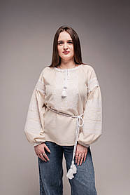 Сіра жіноча вишита сорочка "Квіт"